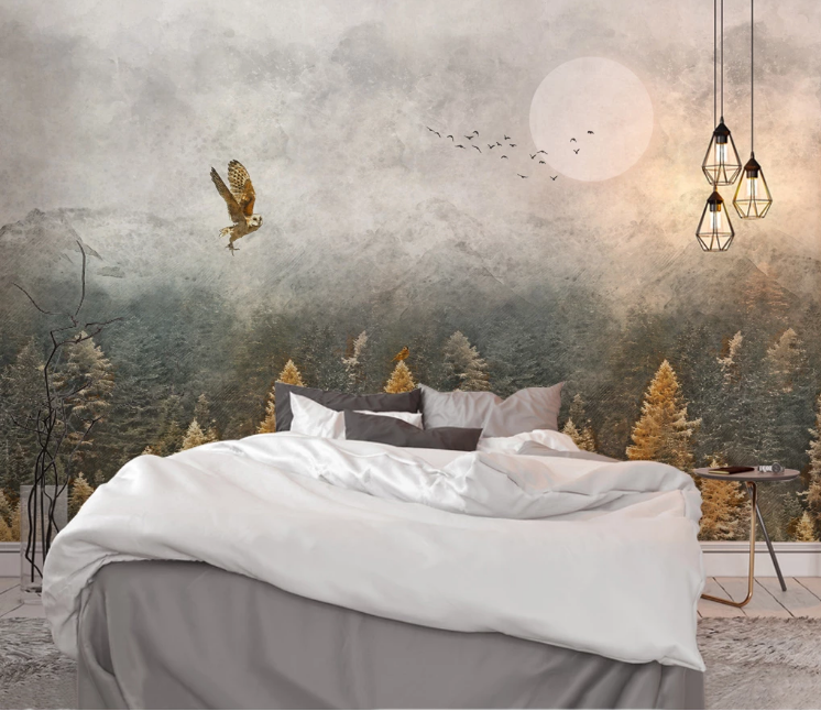 3D Forest Eagle WC2274 Wall Murals