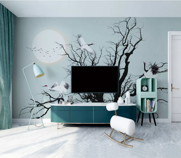 3D Moon Black Tree WC2202 Wall Murals