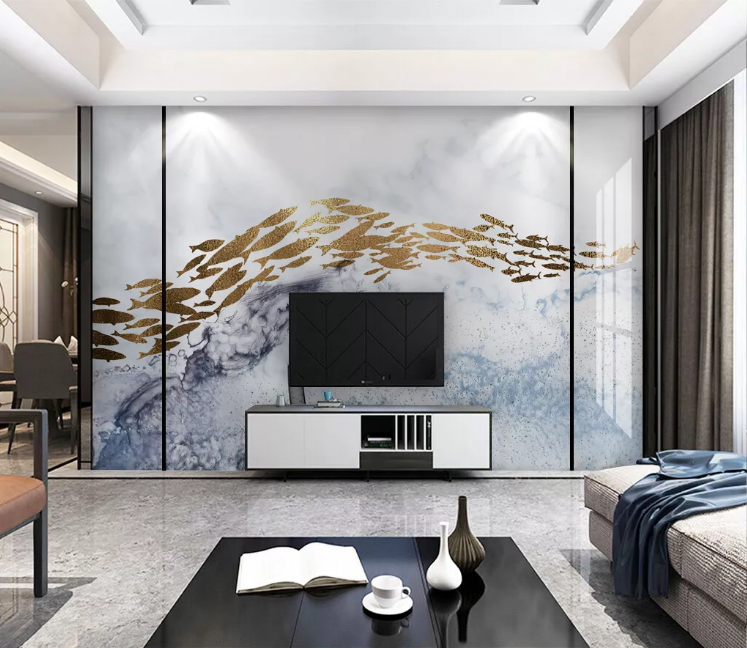 3D Goldfish Pattern WC2138 Wall Murals