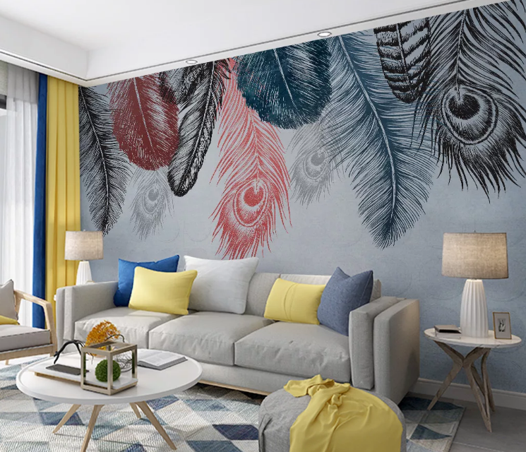 3D Pink Feather WC2012 Wall Murals