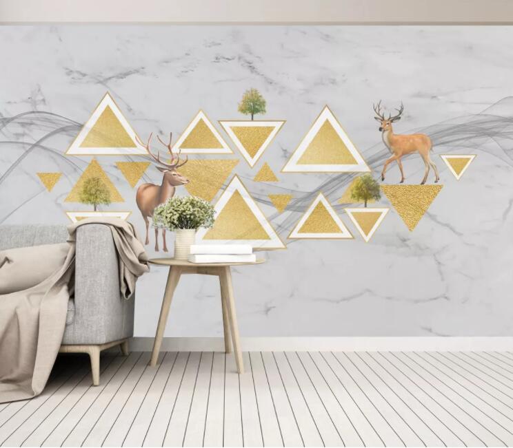 3D Deer Triangle WC2255 Wall Murals