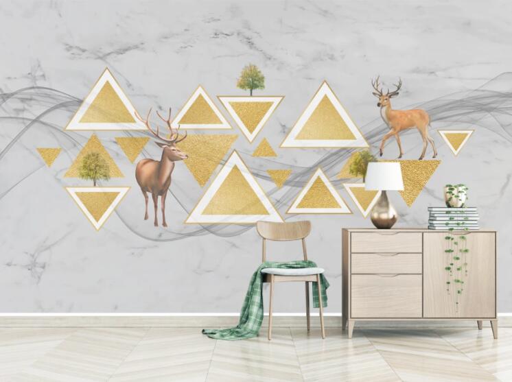 3D Deer Triangle WC2255 Wall Murals