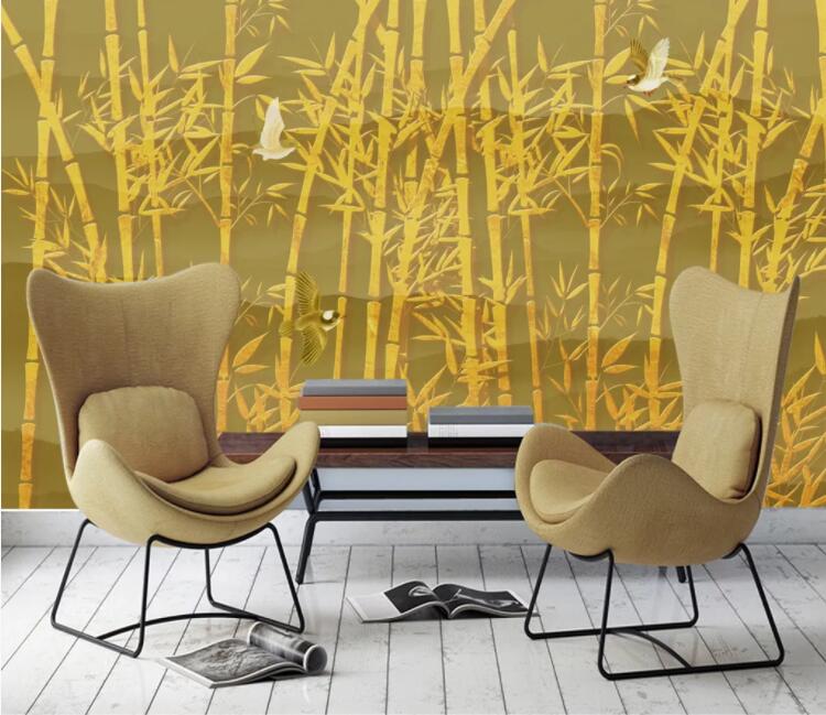 3D Golden Bamboo Forest WC2082 Wall Murals