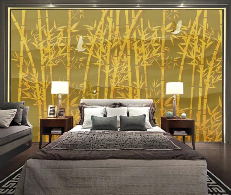 3D Golden Bamboo Forest WC2082 Wall Murals