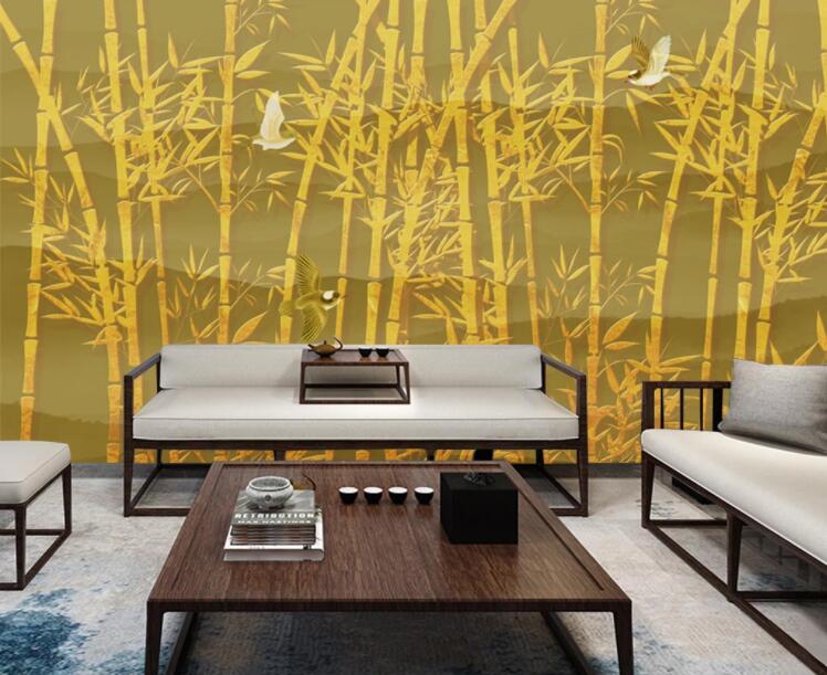 3D Golden Bamboo Forest WC2082 Wall Murals