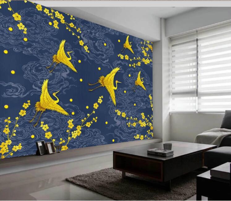 3D Yellow Crane WC2463 Wall Murals
