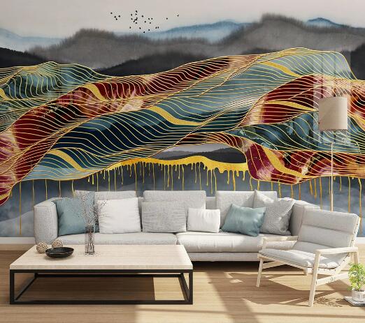 3D Black Mountain WC1734 Wall Murals