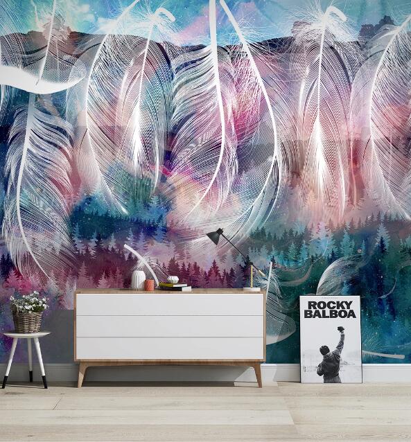 3D Forest Feather WC1690 Wall Murals