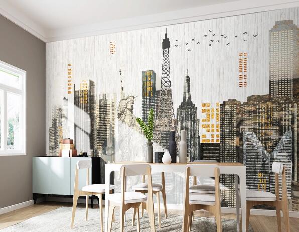 3D City Eiffel Tower WC1658 Wall Murals