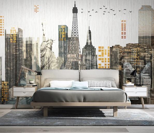 3D City Eiffel Tower WC1658 Wall Murals