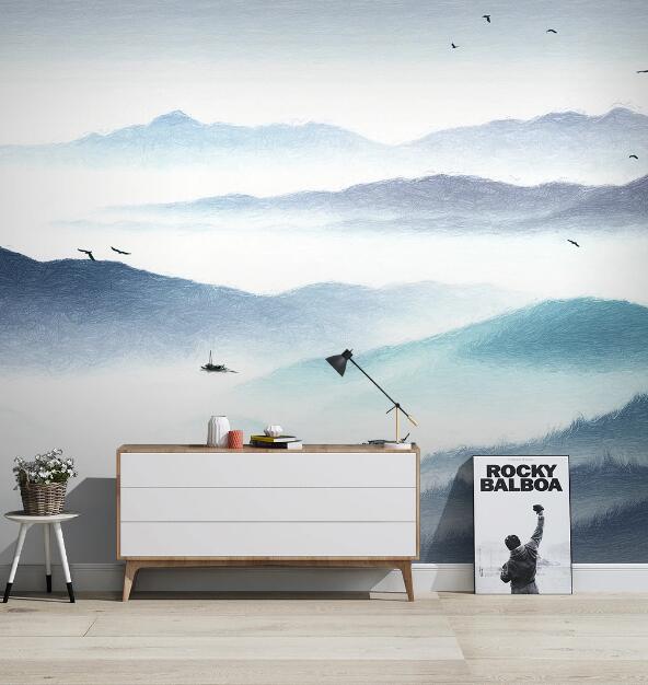 3D Blue Hillside WC1490 Wall Murals