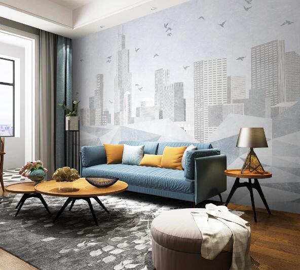 3D White Building WC1444 Wall Murals