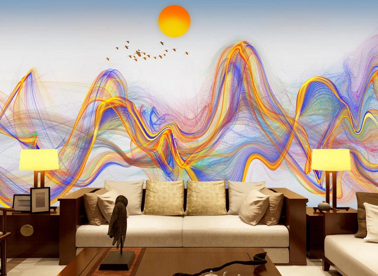 3D Sun Fisherman WC437 Wall Murals