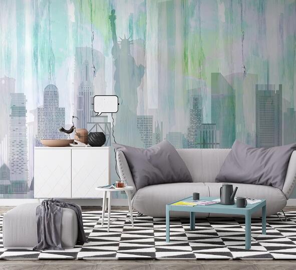 3D City Pattern WC1310 Wall Murals