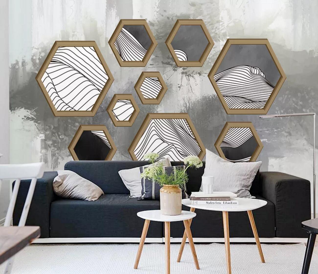 3D Hexagon Pattern WC1152 Wall Murals