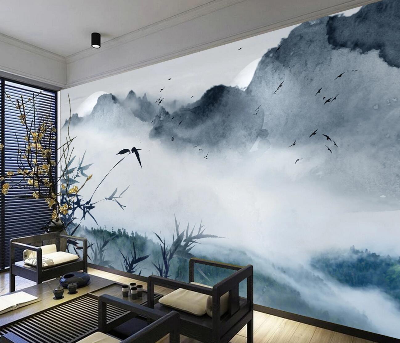 3D Bamboo Leaves WC1143 Wall Murals