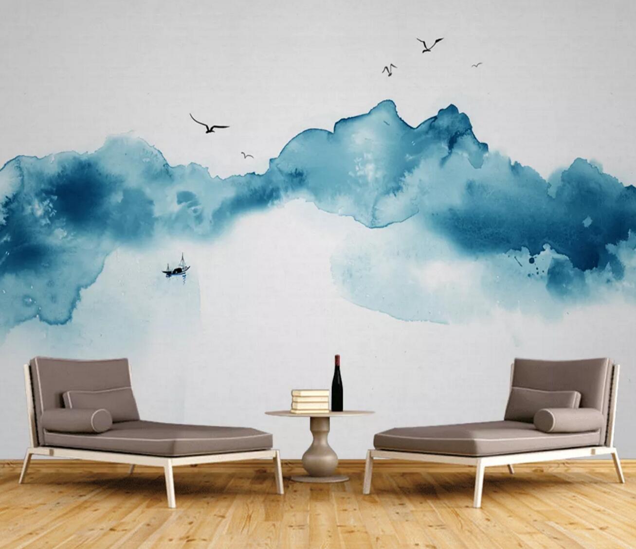 3D Blue Cloud WC541 Wall Murals