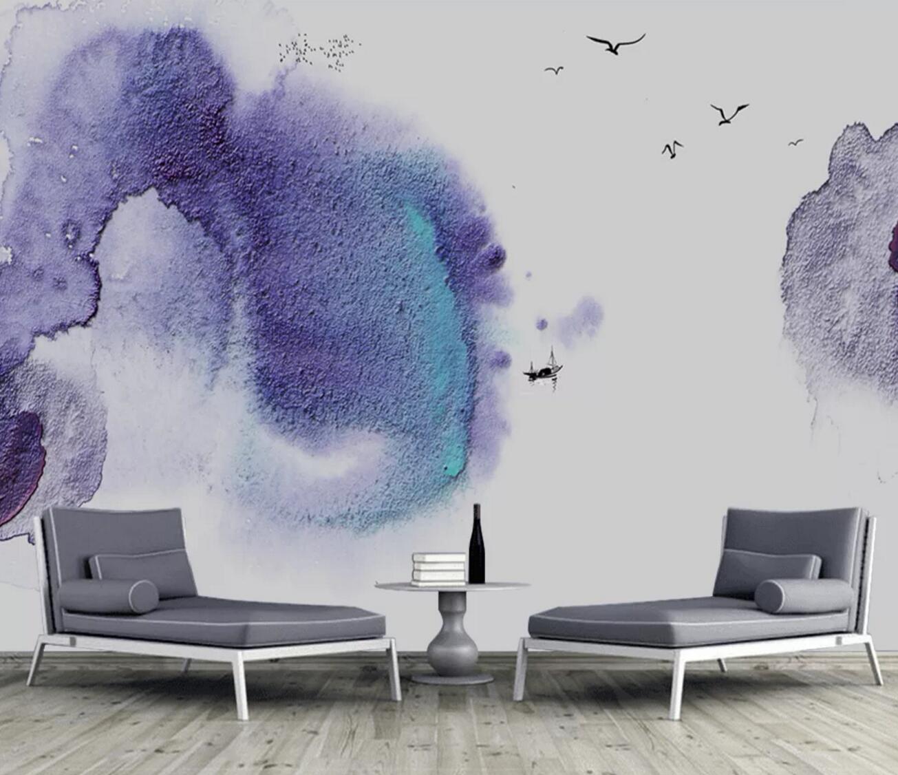 3D Purple Pattern WC539 Wall Murals