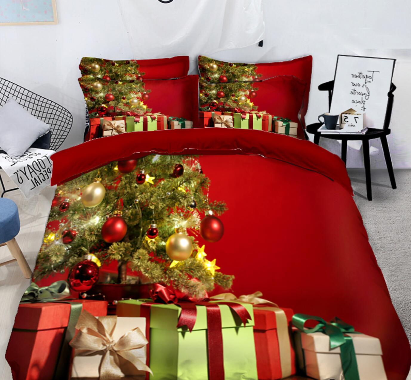3D Christmas Tree Gift 45050 Christmas Quilt Duvet Cover Xmas Bed Pillowcases