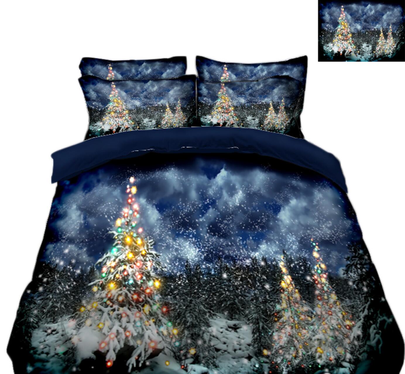 3D Snow Christmas Tree 45058 Christmas Quilt Duvet Cover Xmas Bed Pillowcases