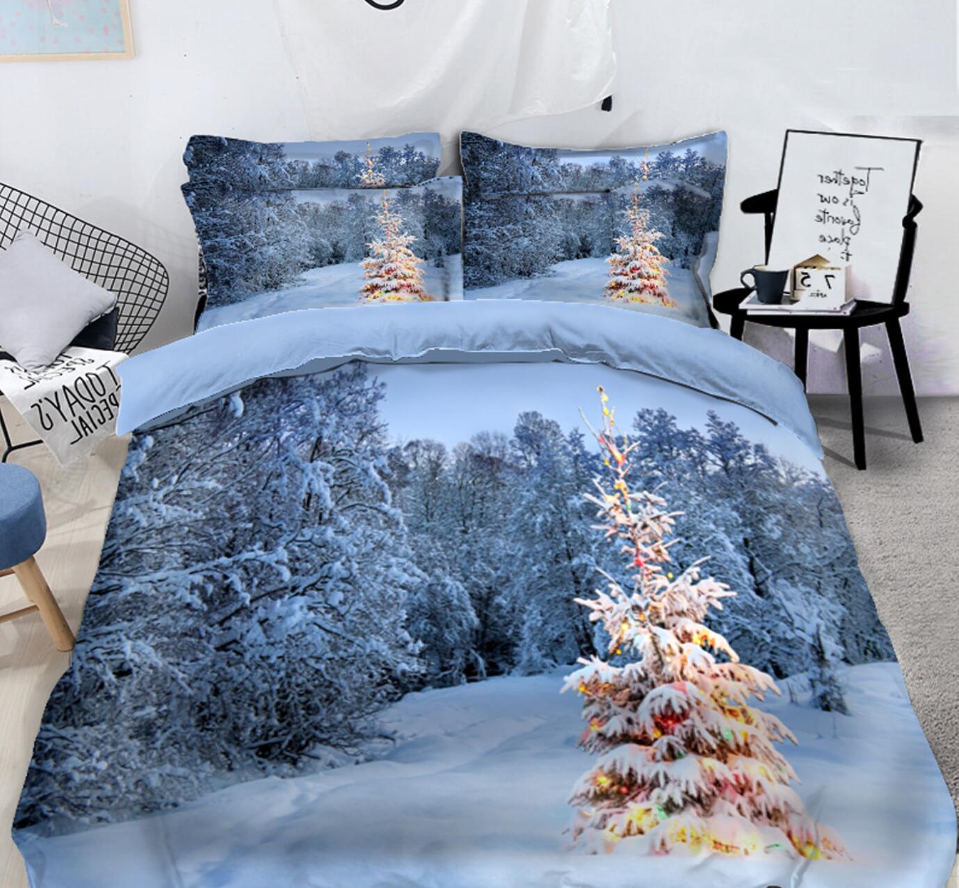 3D Snow Tree 45059 Christmas Quilt Duvet Cover Xmas Bed Pillowcases