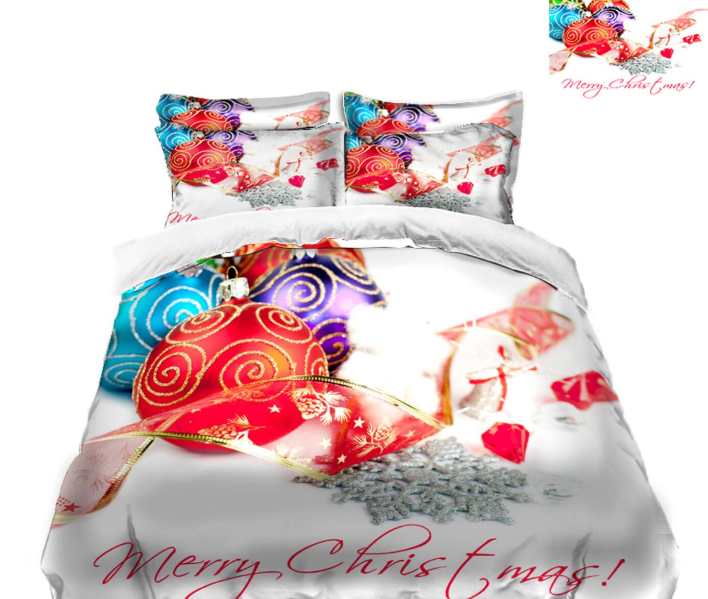 3D Colored Balls 45066 Christmas Quilt Duvet Cover Xmas Bed Pillowcases