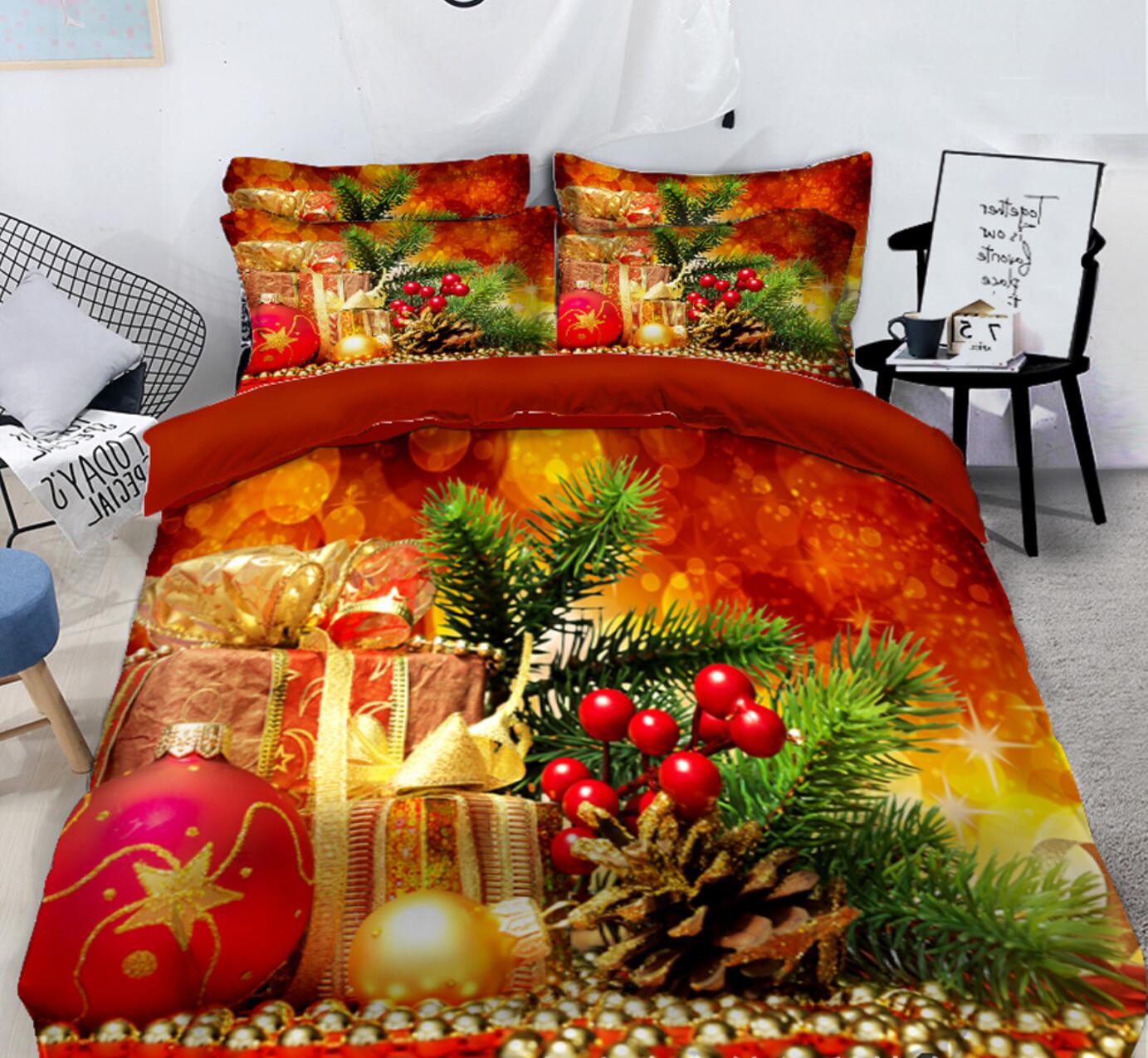 3D Christmas Gift 45078 Christmas Quilt Duvet Cover Xmas Bed Pillowcases