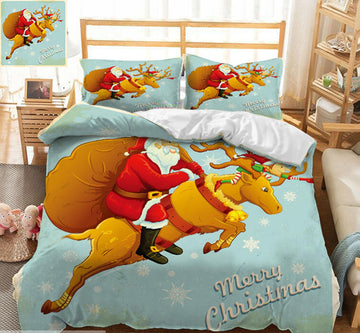 3D Santa Deer 45081 Christmas Quilt Duvet Cover Xmas Bed Pillowcases