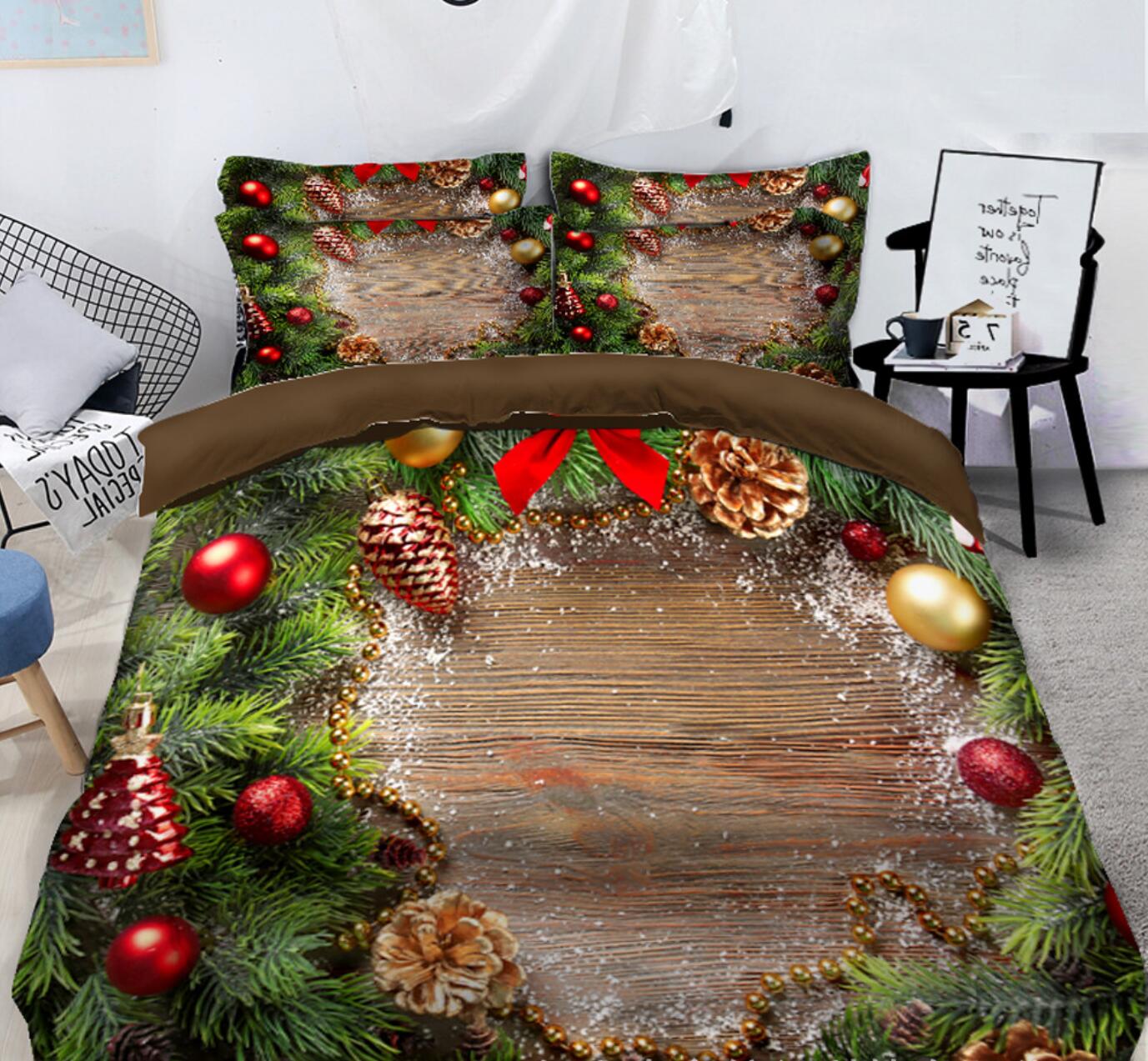 3D Christmas Tree Circle 45095 Christmas Quilt Duvet Cover Xmas Bed Pillowcases
