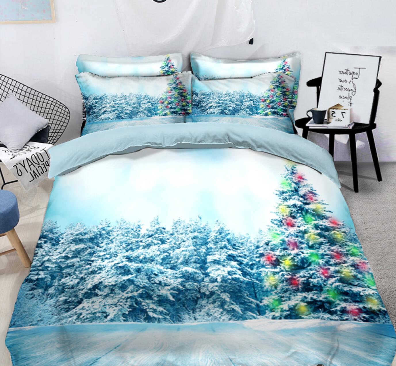 3D Snowfield Snow Tree 45096 Christmas Quilt Duvet Cover Xmas Bed Pillowcases