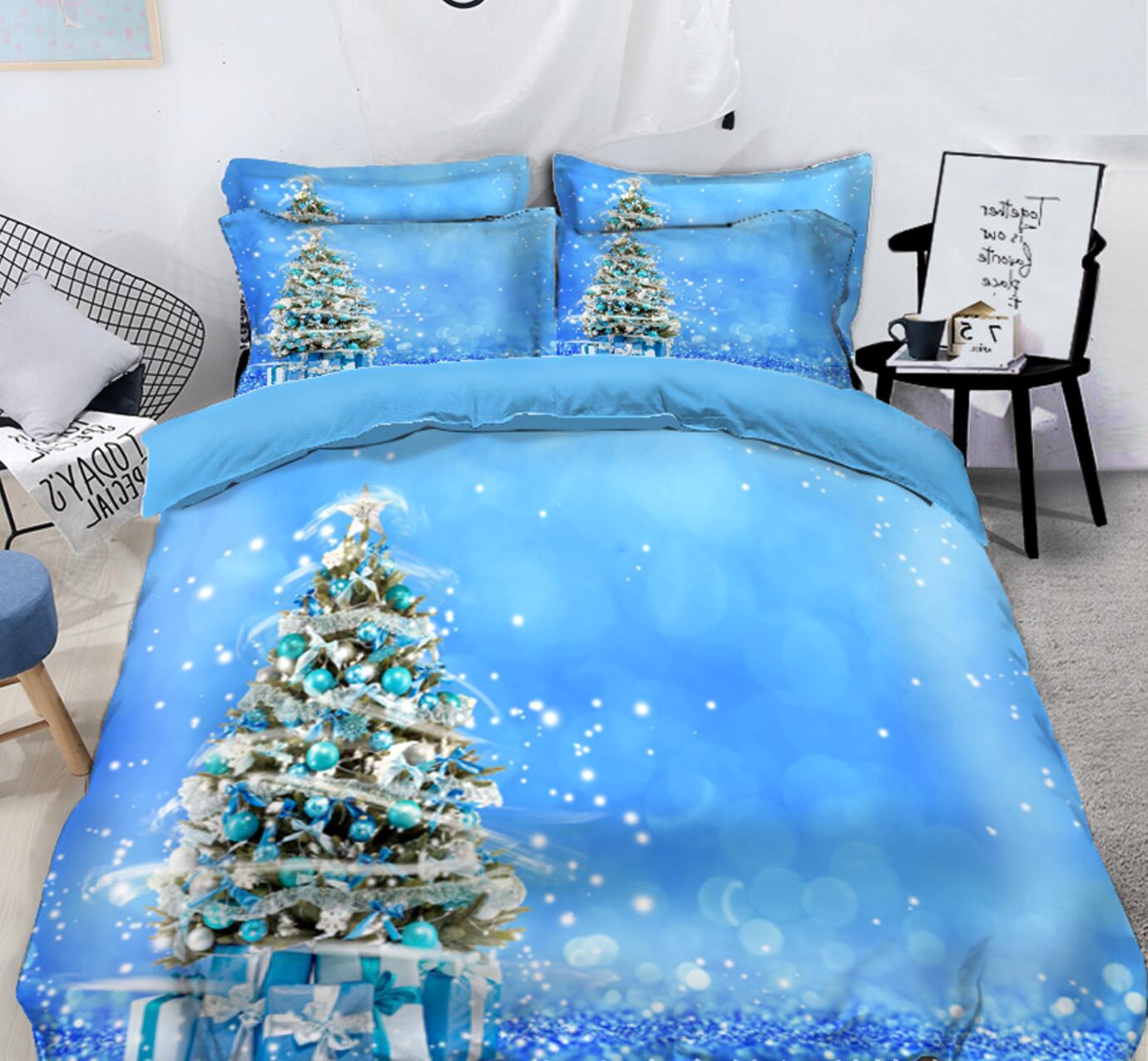3D Christmas Tree Snow 45097 Christmas Quilt Duvet Cover Xmas Bed Pillowcases