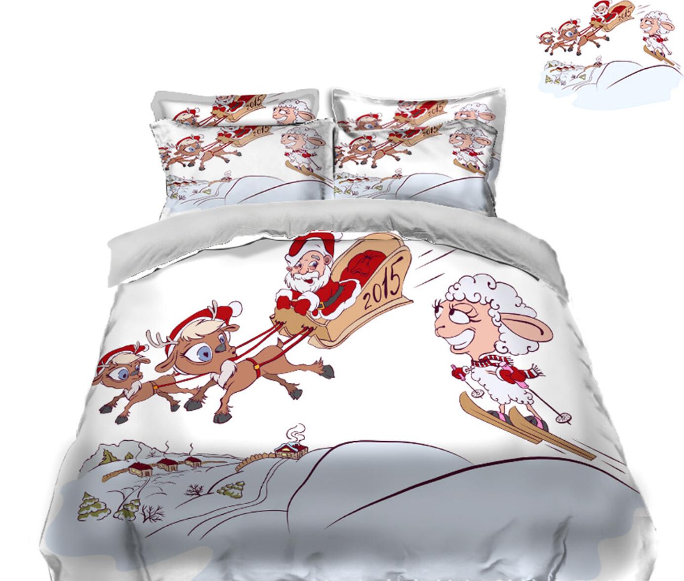 3D Santa Sleigh 45100 Christmas Quilt Duvet Cover Xmas Bed Pillowcases
