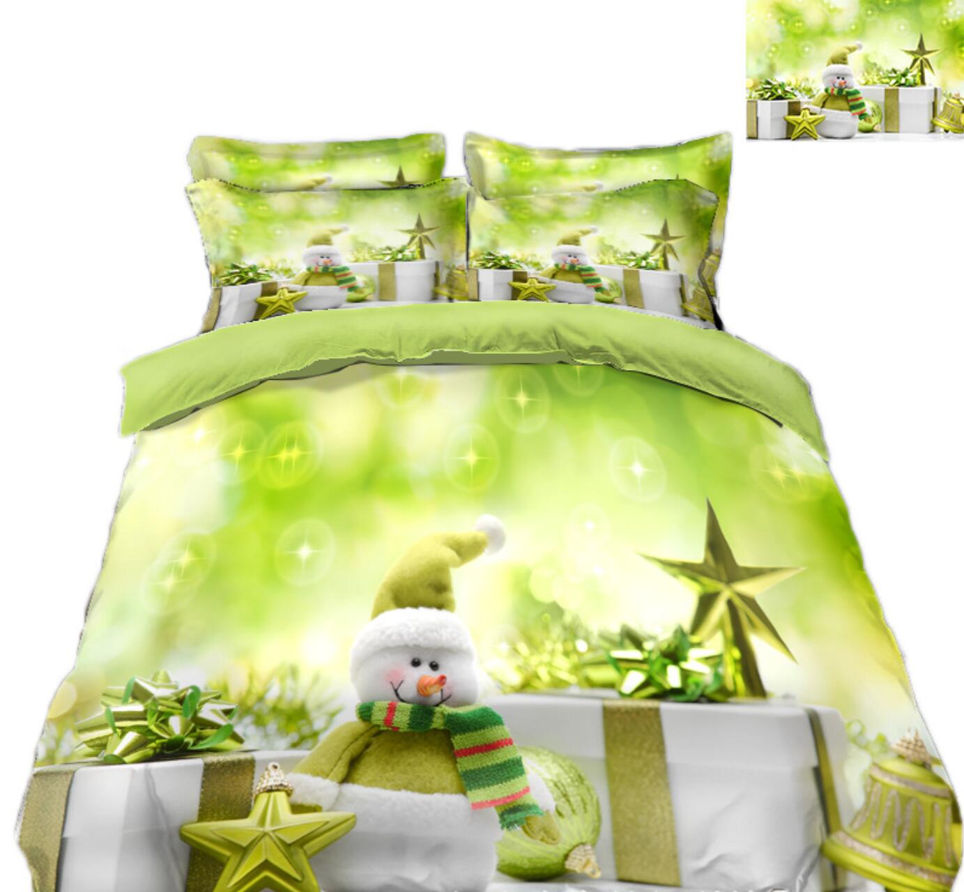 3D Green Snowman 45107 Christmas Quilt Duvet Cover Xmas Bed Pillowcases