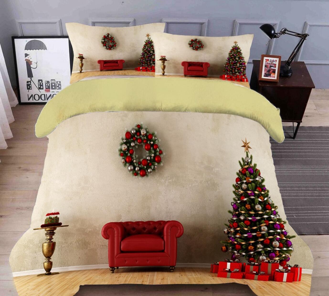 3D Christmas Tree Sofa 45116 Christmas Quilt Duvet Cover Xmas Bed Pillowcases