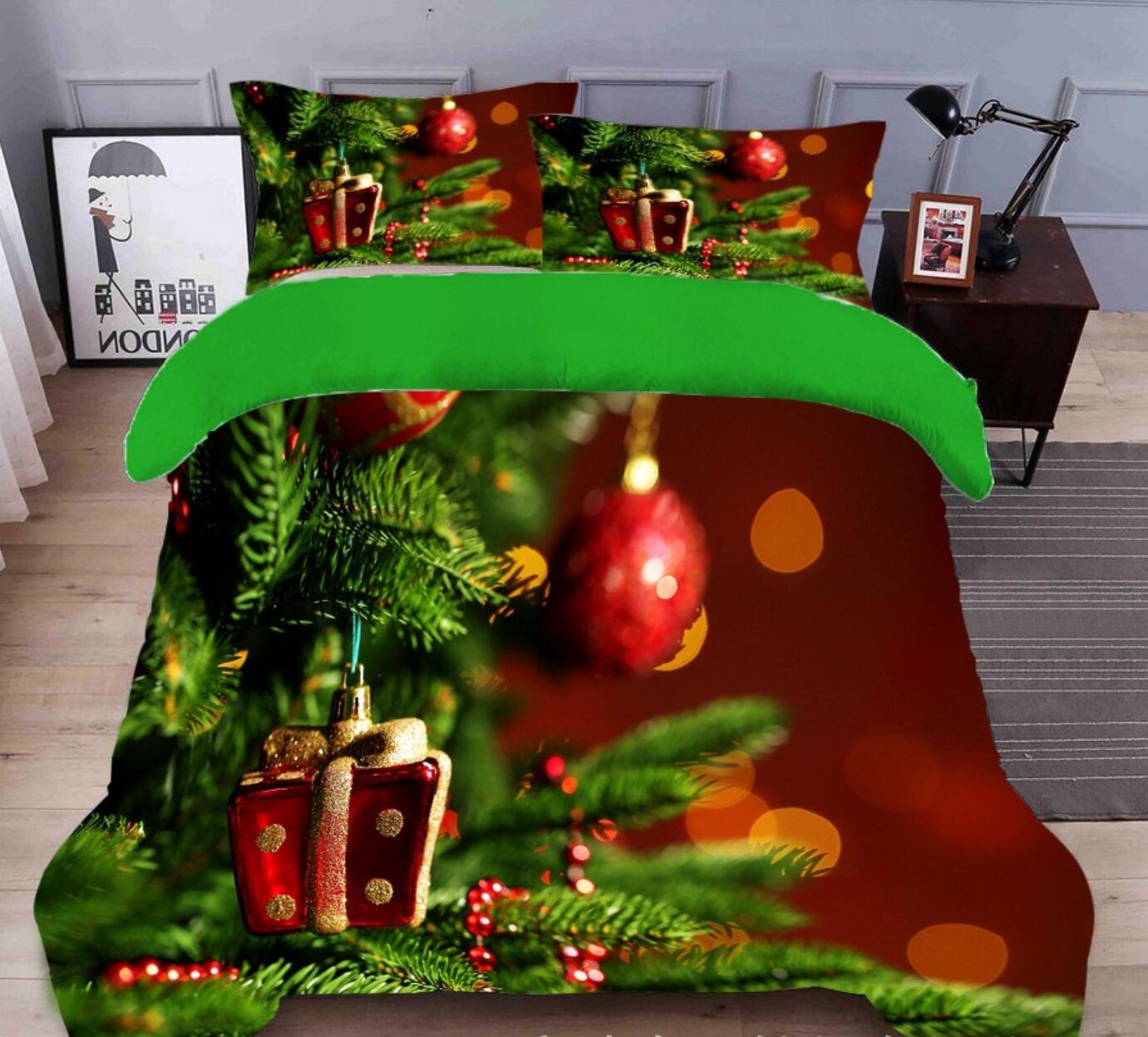 3D Gift Pendant 45118 Christmas Quilt Duvet Cover Xmas Bed Pillowcases