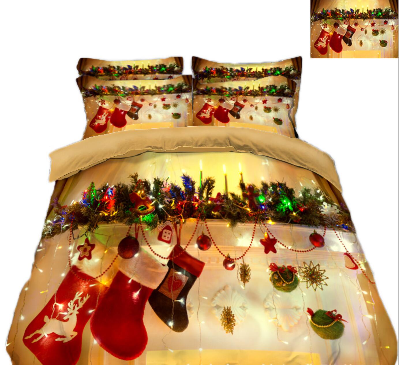 3D Sock 45126 Christmas Quilt Duvet Cover Xmas Bed Pillowcases