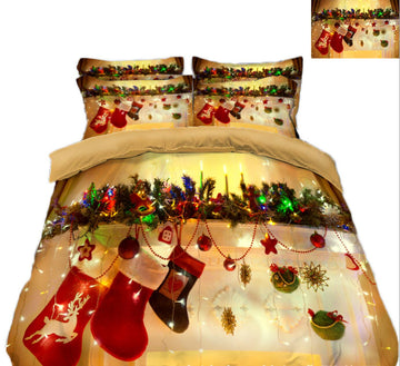 3D Sock 45126 Christmas Quilt Duvet Cover Xmas Bed Pillowcases