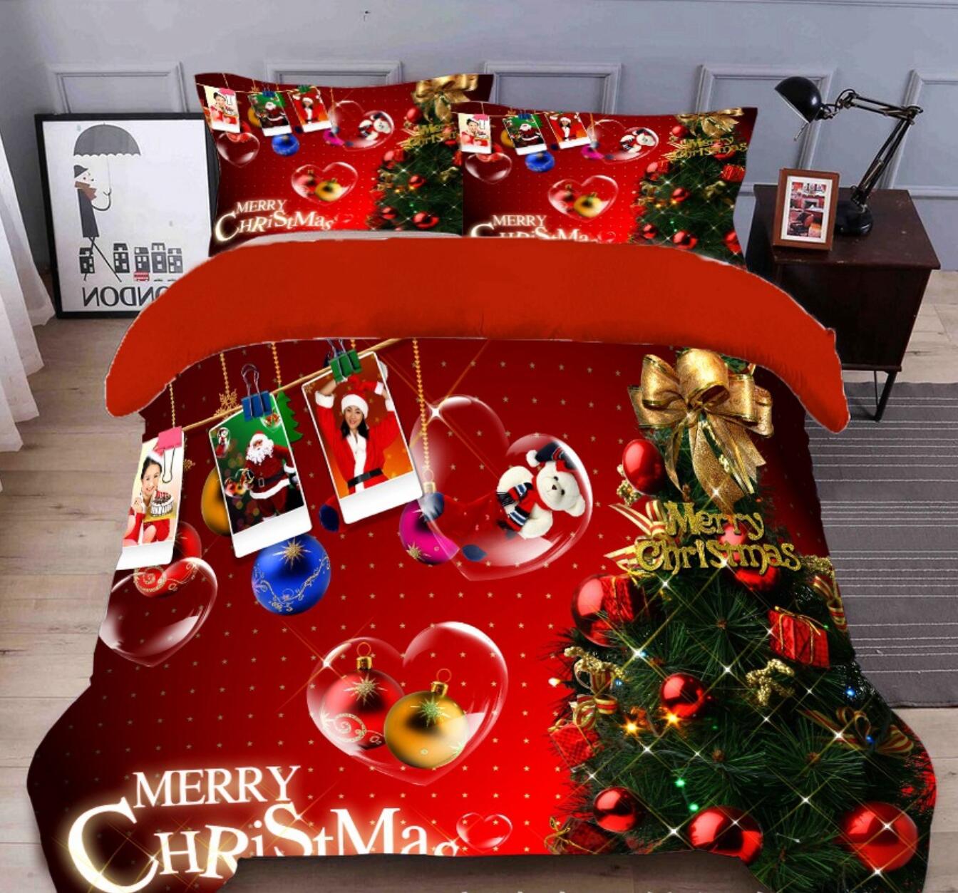 3D Christmas Tree Photo Folder 45131 Christmas Quilt Duvet Cover Xmas Bed Pillowcases