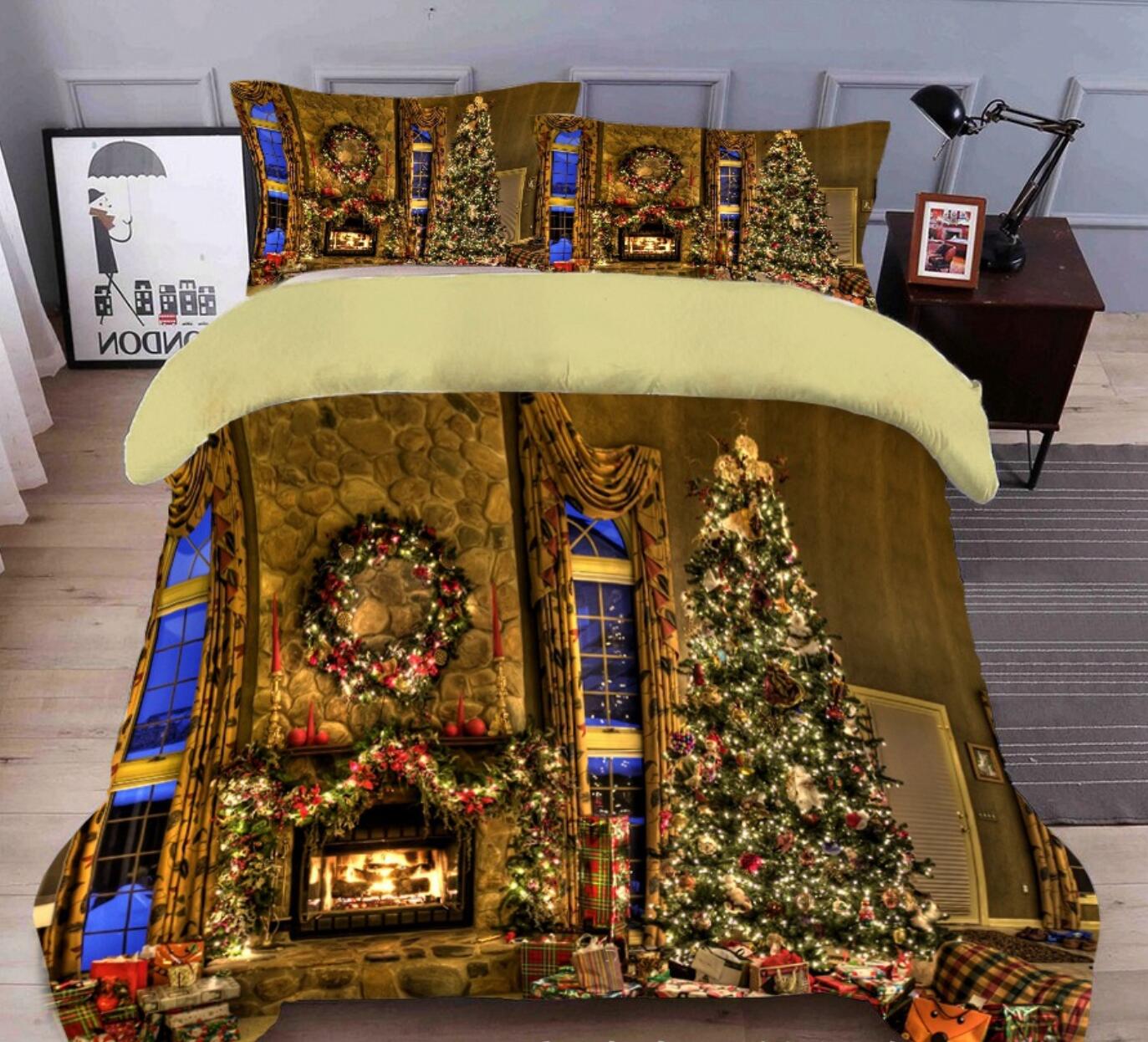 3D Christmas Tree String Lights 45139 Christmas Quilt Duvet Cover Xmas Bed Pillowcases