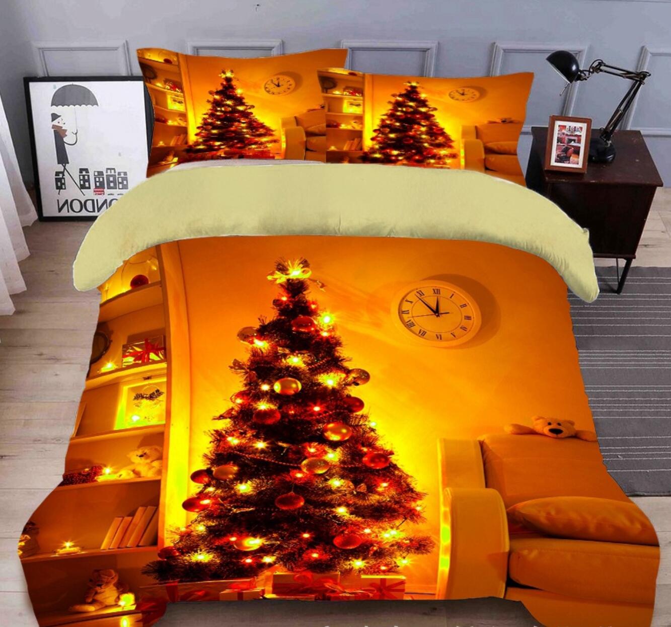 3D Christmas Tree Lights 45156 Christmas Quilt Duvet Cover Xmas Bed Pillowcases