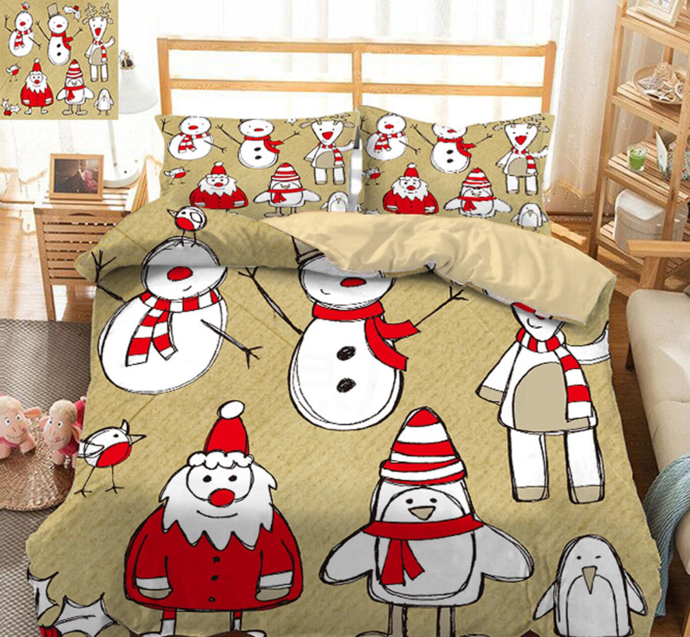 3D Snowman 45160 Christmas Quilt Duvet Cover Xmas Bed Pillowcases