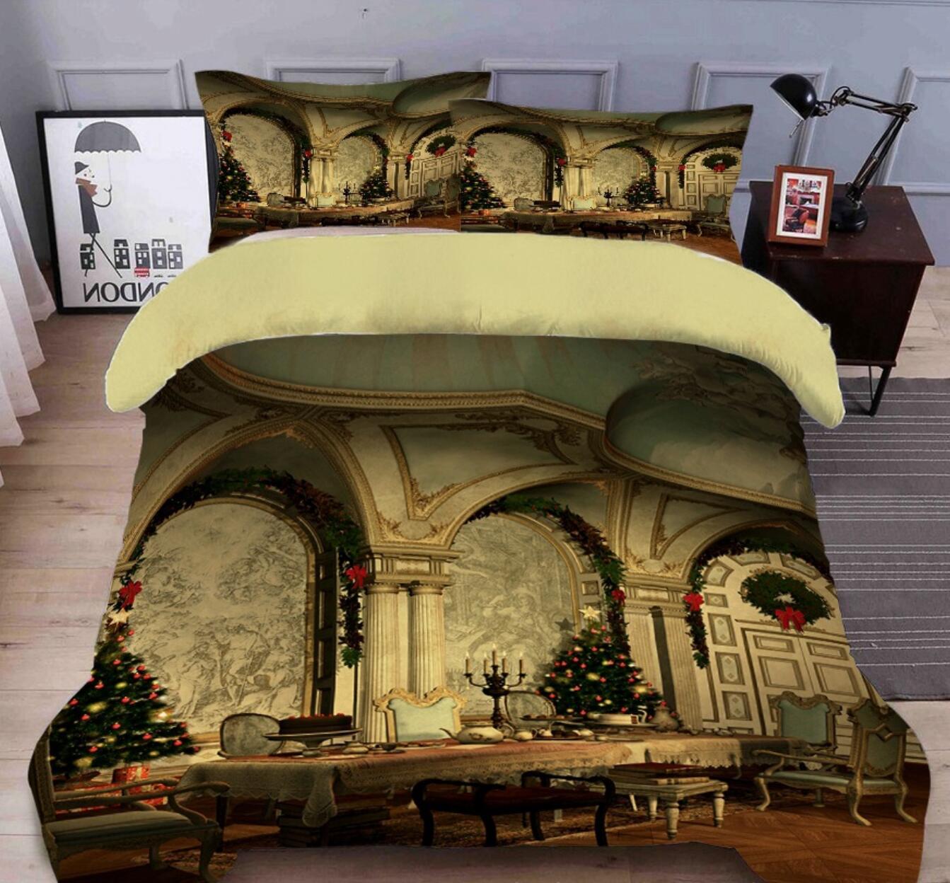 3D Indoor Table 45170 Christmas Quilt Duvet Cover Xmas Bed Pillowcases