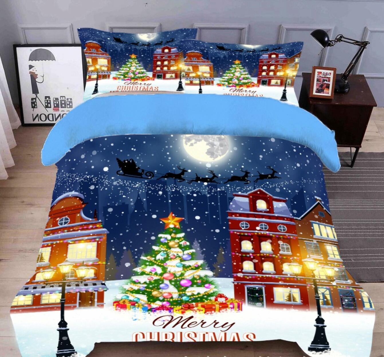 3D Christmas Tree House 45174 Christmas Quilt Duvet Cover Xmas Bed Pillowcases