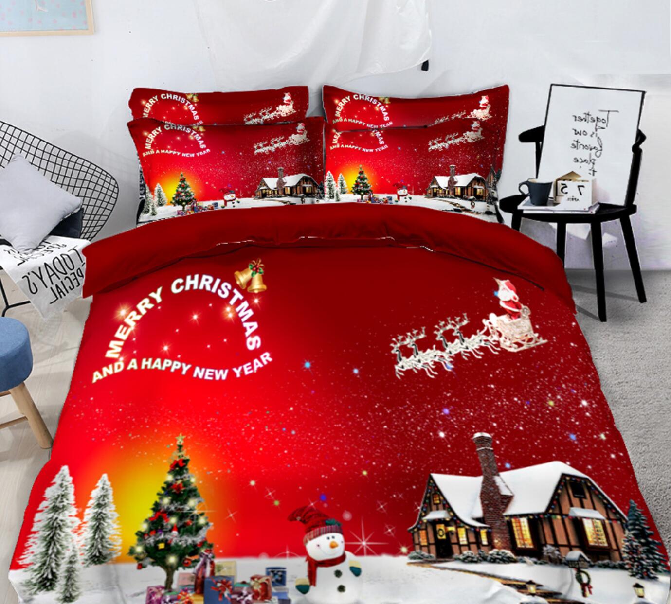 3D Snowman 45180 Christmas Quilt Duvet Cover Xmas Bed Pillowcases