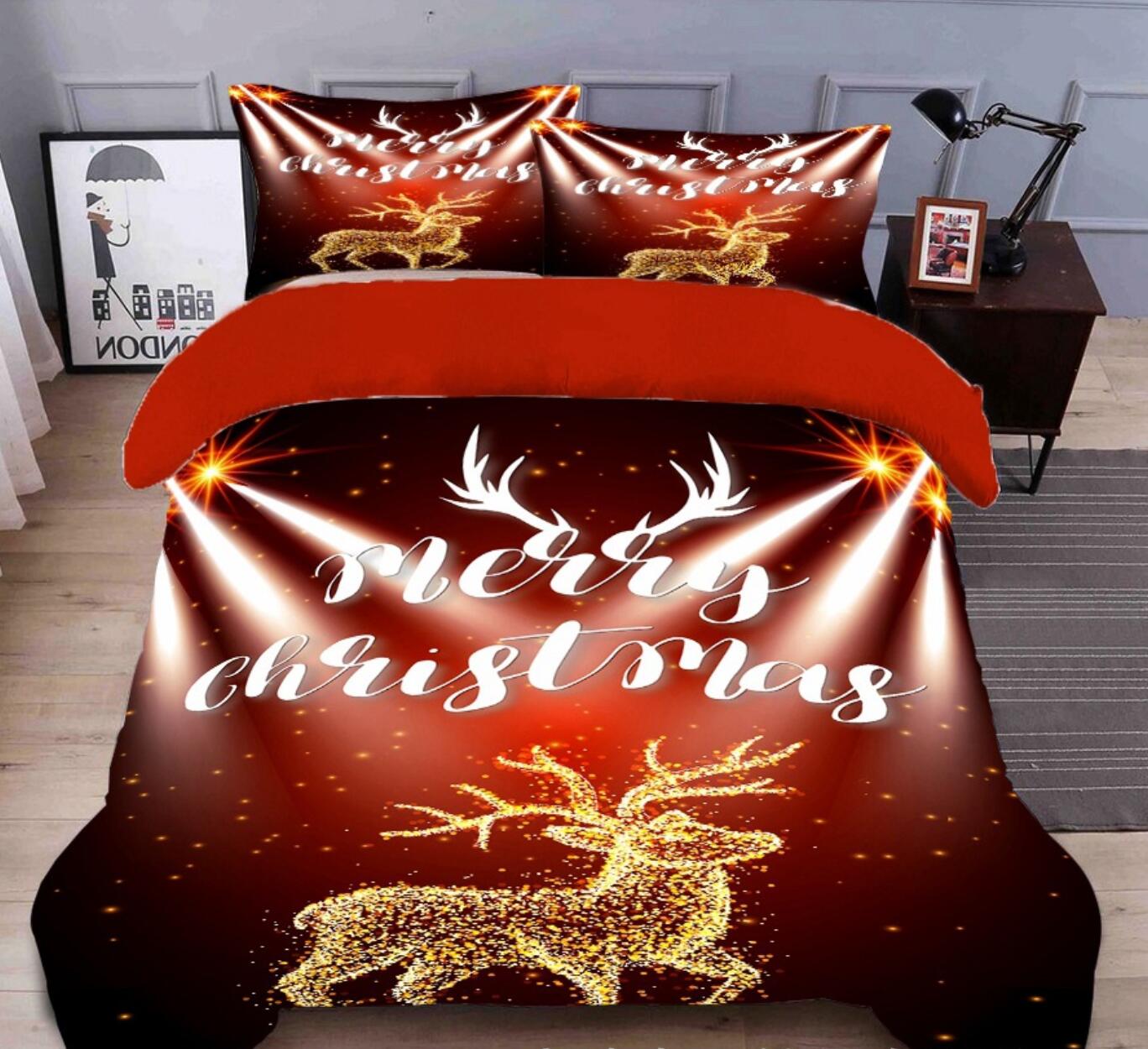 3D Deer 45184 Christmas Quilt Duvet Cover Xmas Bed Pillowcases