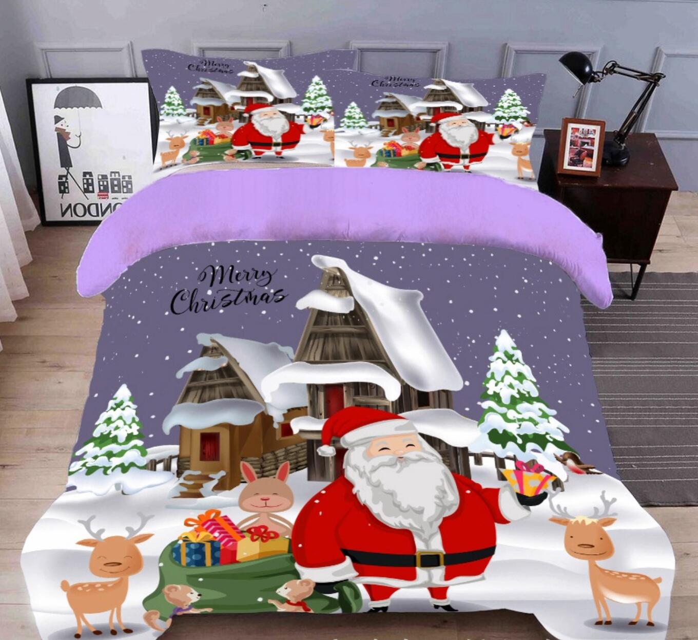 3D Snow Santa Claus 45186 Christmas Quilt Duvet Cover Xmas Bed Pillowcases