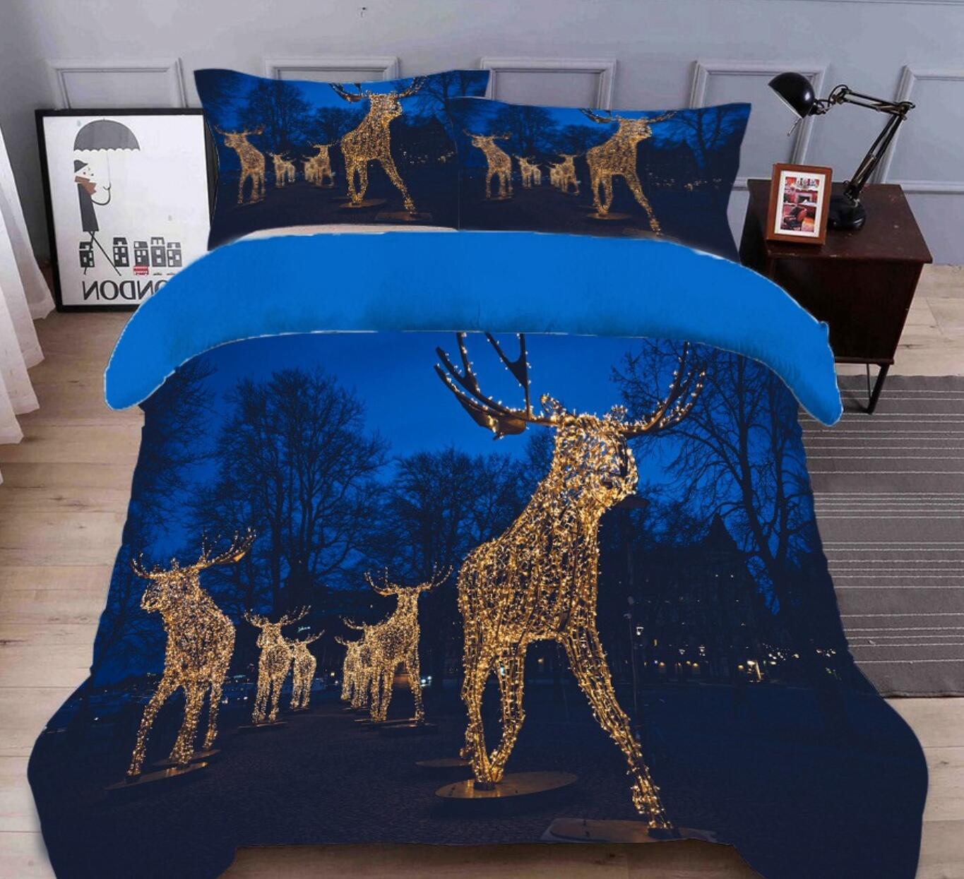 3D Deer 45196 Christmas Quilt Duvet Cover Xmas Bed Pillowcases