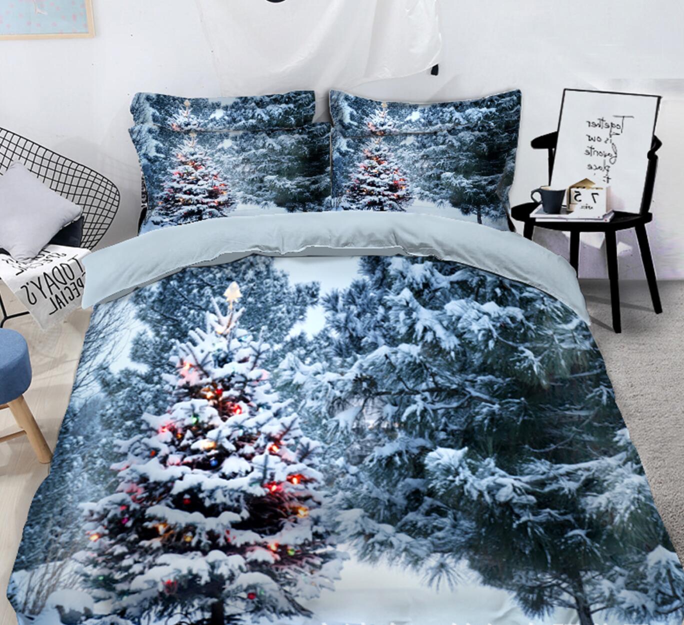 3D Snow Tree 45211 Christmas Quilt Duvet Cover Xmas Bed Pillowcases