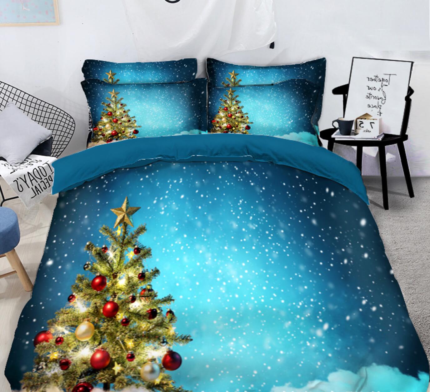 3D Christmas Tree Snow 45213 Christmas Quilt Duvet Cover Xmas Bed Pillowcases