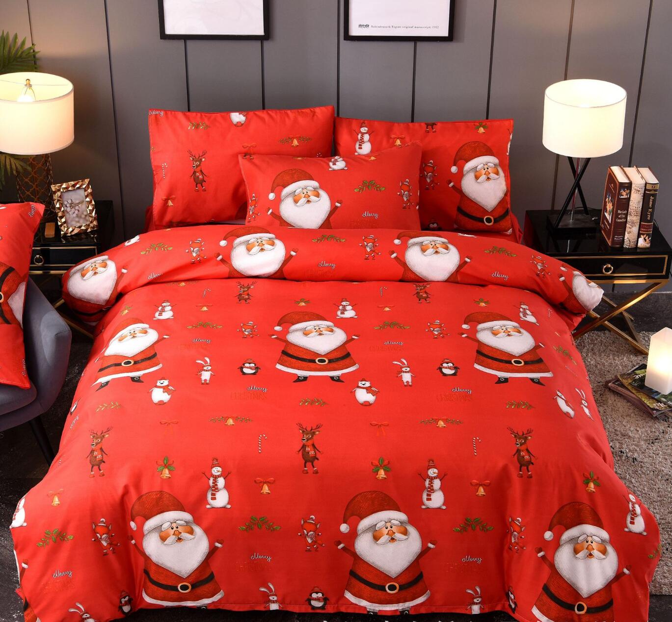 3D Red Santa Claus Pattern 45215 Christmas Quilt Duvet Cover Xmas Bed Pillowcases
